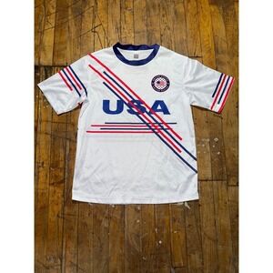 USA United States Jersey Mens Small White Solid Short Sleeve Crew Neck Athletic